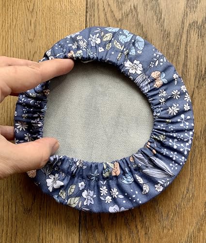 Grime Guard Flowers on Blue Cotton for Cross Stitch Embroidery Hoop Frames Round Cover (Hoop 6 inch)3