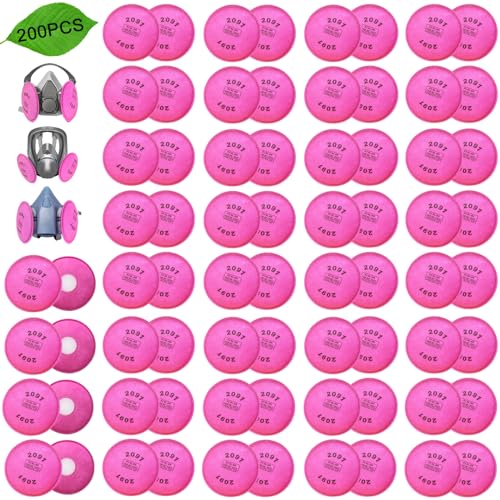 200PCS(100Pack) 2091 P-100 Particulate Filter Compatible with 2091, Replacement for 6000 6200 6800 7000 FF-4 Series,2091 Filter Cartridge Helps Against Dust Welding Painting, Sanding, Woodworking
