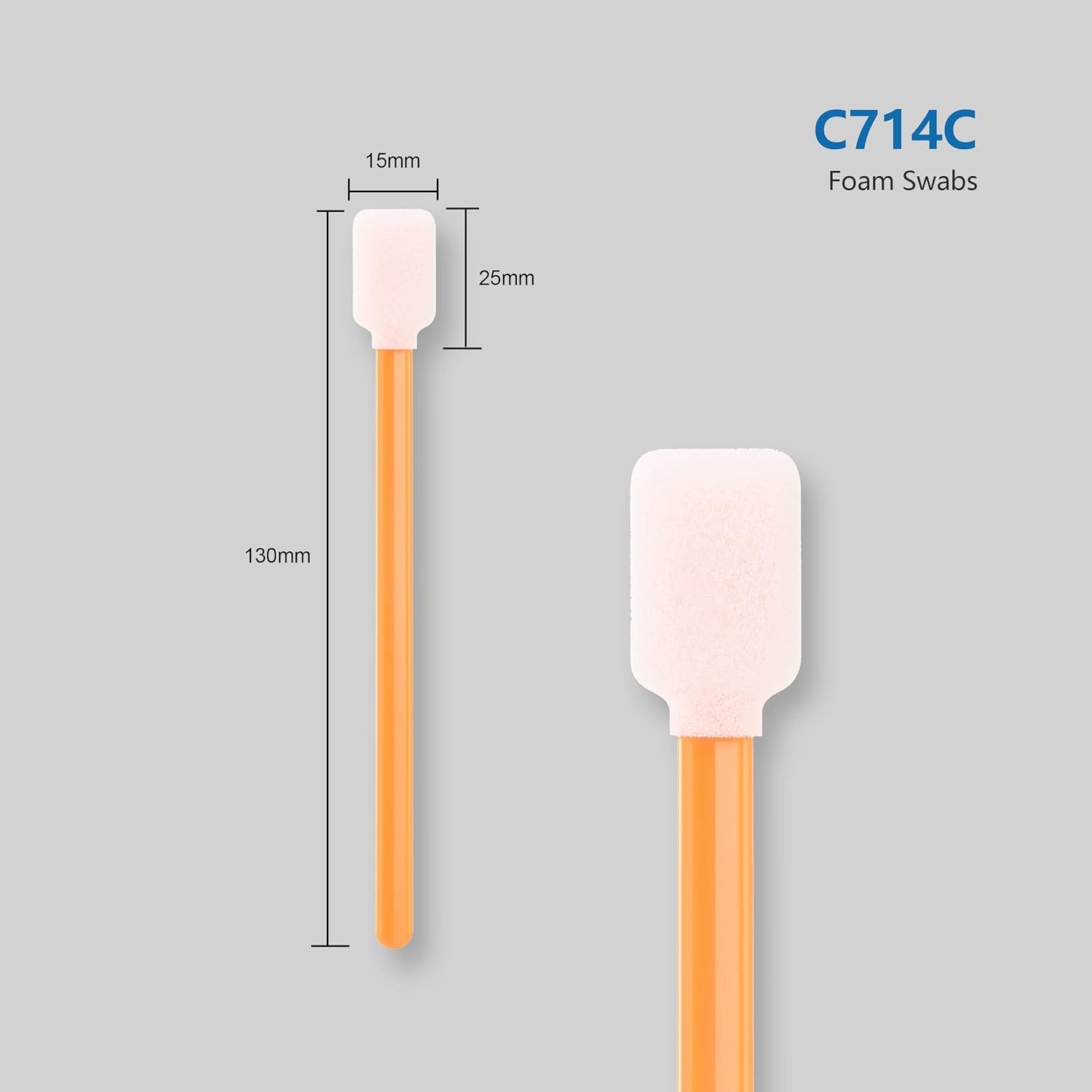 200pcs Foam Cleaning Swabs Sticks Square Rectangle, Foam Tips Sponge Sticks for Solvent Format Inkjet Printer Roland Optical Equipment Optical Lens(Orange) - Image 2