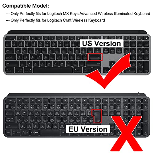 Logitech Craft Keyboard Cover Silicone, Keyboard Cover For Logitech Mx Keys Advanced Wireless Illuminated Keyboard, Waterproof Dustproof Logitech Keyboard Skin (Black) #TOP3