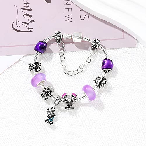Children Of Light Stitch Ohana Charm Bracelet - Gifts For Women Girls Diy Bracelets Girls Ohana Means Family Friendship Gift Stich Halloween Christmas Jewelry Accessories (C, 21Cm/8.3In) #TOP5