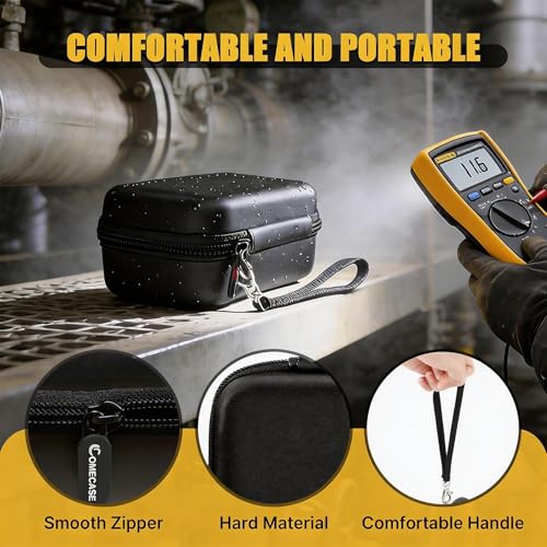 Image of COMECASE Hard Multimeter Case Compatible with Fluke 117 /115 /116 | Hard Storage, Mesh Pocket for Test Leads, Handle, for Fluke 101 107, Electricians and Travel, Yellow Interior, Case Only