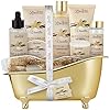Spa-Gift-Basket-for-Women-Vanilla-Bath-Body-Set-Christmas-Mothers-Day-Birthday-Gift-Includes-Shower-Gel-Body-Lotion-Hand-Cream-Body-Scrub-Message-Oil-Candle-Eye-Mask-Soap-Confetti Christmas Spa Gift Basket for Women, Vanilla Bath & Body Set, Christmas, Mother’s Day & Birthday Gift, Includes Shower Gel, Body Lotion, Hand Cream, Body Scrub, Message Oil, Candle, Eye Mask, Confetti
