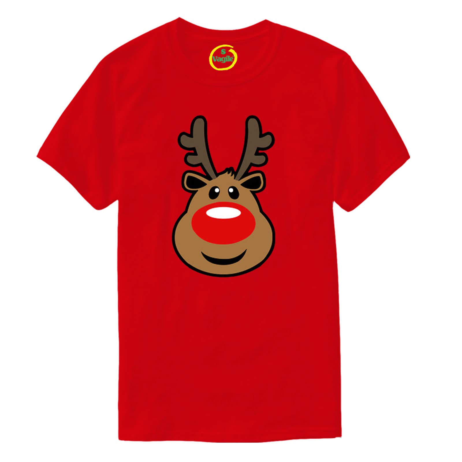 Vagile Boys Red Kids Girls Rudolph The Reindeer Xmas Christmas Tee T-Shirt Top Tshirt