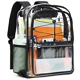 Vorspack Clear Backpack for School - Heavy Duty Clear Bookbag for Girls Boys Large See Through Backpacks for College, Work, Travel - Black