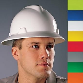 MSA 10004689 V-Gard Cap Style Safety Hard Hat With Fas-Trac III Swing Suspension | Polyethylene Shell, Superior Impact Protection, Self Adjusting Crown Straps - Standard Size in White