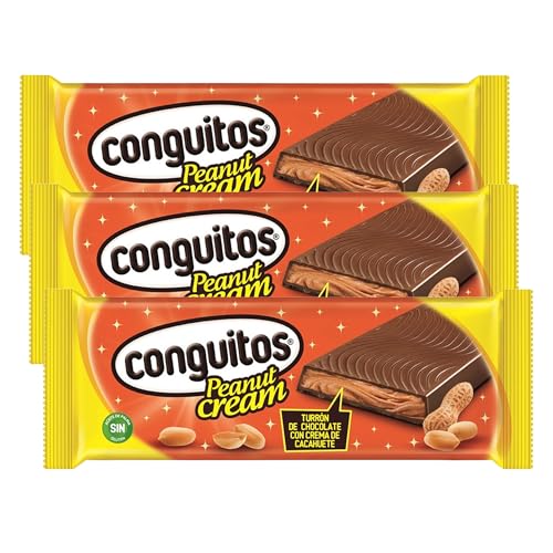 Conguitos Lote de 3 Tabletas de Turrón Peanut Cream 250G