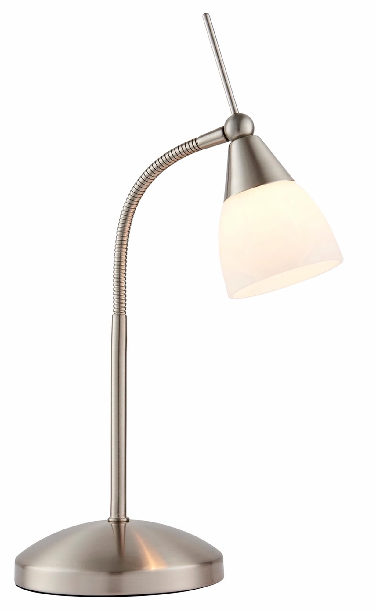 National Lighting Bedside Table Touch Lamp - 3-Stage Dimmable Night Light with Touch Control - Gooseneck Desk Lamp with Opal Glass Light Shade - Decorative Lamp for Bedroom – Satin Chrome - G9