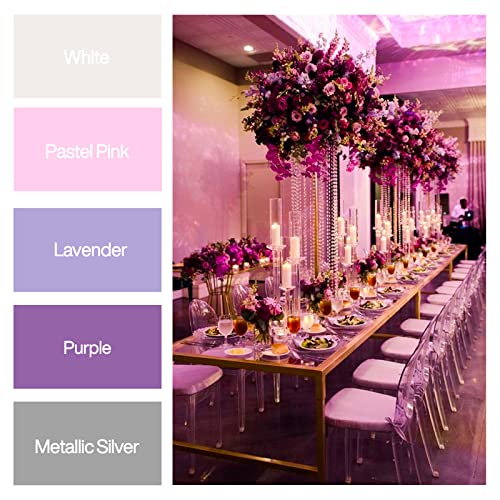 Image of PartyWoo Crepe Paper Streamers 6 Rolls 492ft, Pack of Metallic Silver, Lavender, Purple, Pastel Pink, Pink, White Crepe Paper for Birthday Decorations, Baby Shower Decorations (1.8 Inch x 82 Ft /Roll)