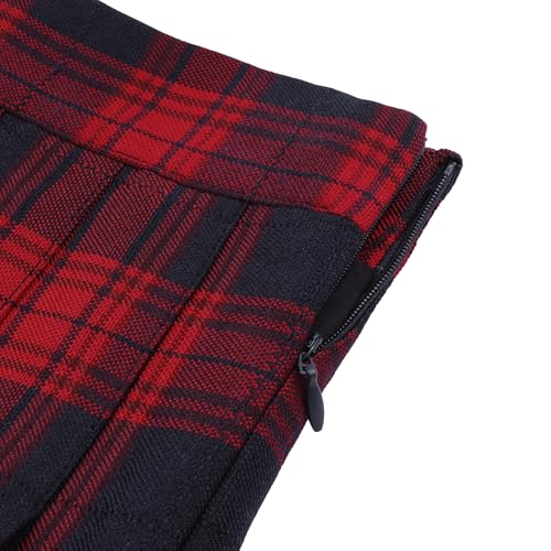 AULKEEP Womens Goth Black Mini Skirt with Belt Punk High Waist Plaid Skirts for Women for Streetwear4