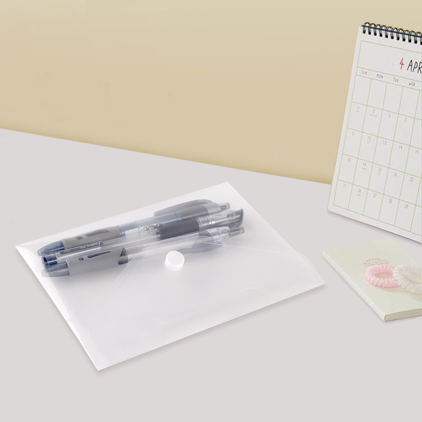 50 Stück Sichttaschen A6 Quer Transparent Natur, PVC A6 Dokumententasche mit Klappe und Klettverschluss für Akten, Karten, Rechnungen
