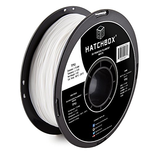 HATCHBOX TPU 3D Printer Filament, Dimensional Accuracy +/- 0.03 mm, 1 kg Spool, 1.75 mm, Shore 95A, White