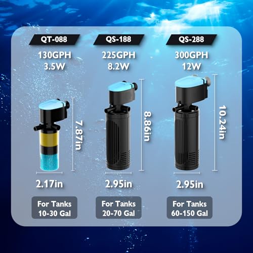 Image of AquaMiracle 3-Stage Fish Tank Filter with Dual Outlets & Aeration