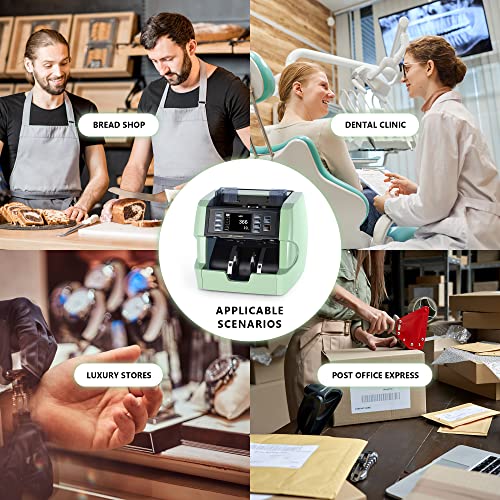 Nucoun Vc-7G Green Bank Grade Money Counter Machine Mixed Denomination Value Counting Serial Number 32 Currency Enabled 2Cis/Uv/Ir/Mg/Mt Counterfeit Detection Cash Bill Value Counter #TOP3