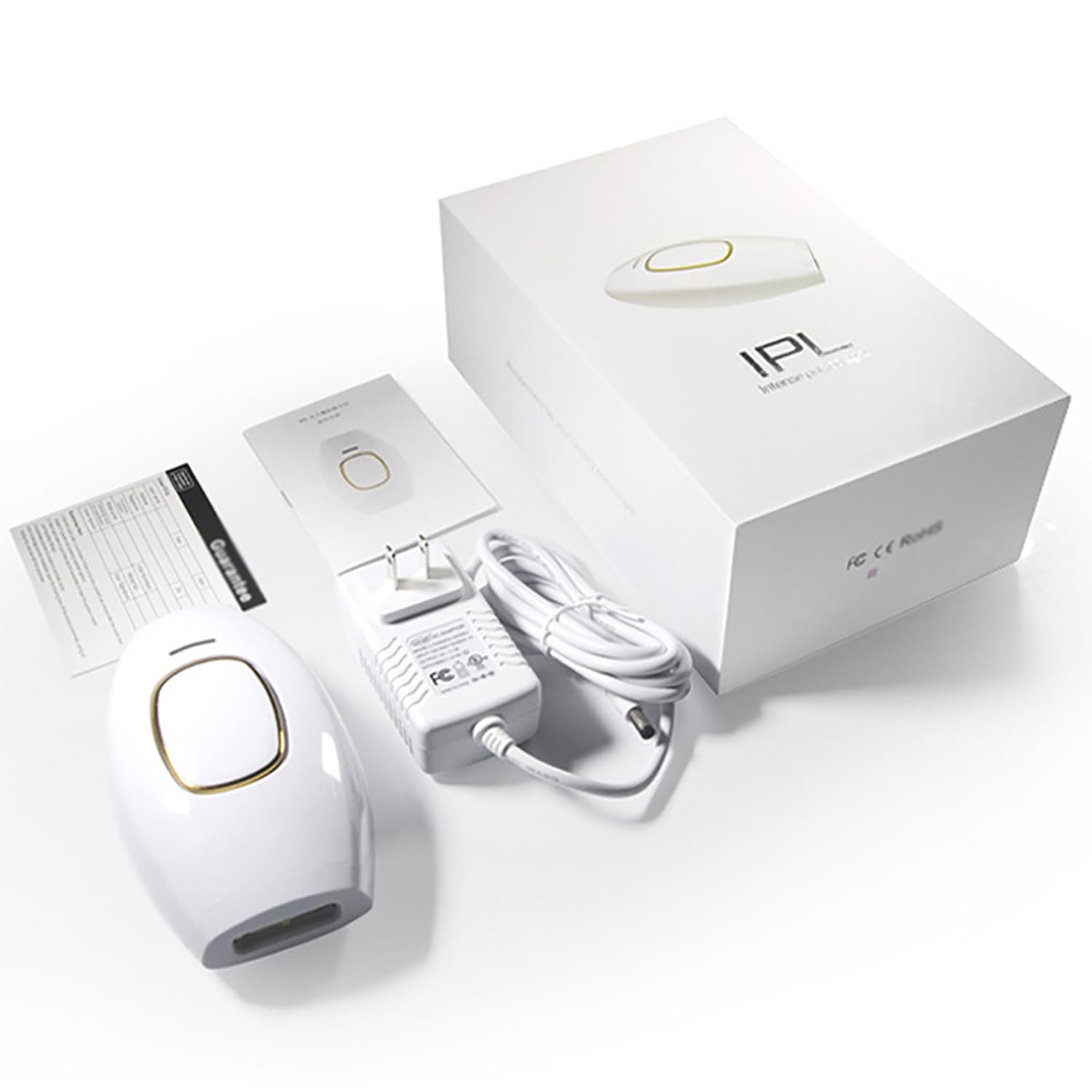 Dispositivo De Depilación De Mano, Equipo De Depilación Automática con 5 Niveles De Intensidad De Luz Depilación Sin Dolor, 0,6 Segundos De Luz Automática + Luz Manual para Facial, Cuerpo