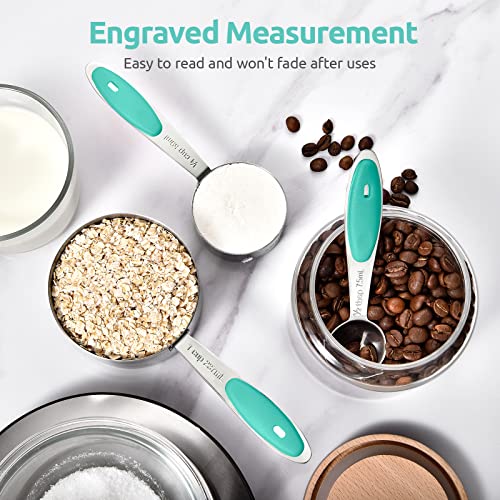 Image of U-Taste Measuring Cups Spoons Set, 18 /8 Stainless Steel, 12Pcs, Aqua Sky
