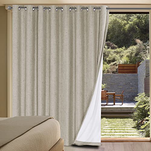 Image of H.VERSAILTEX Blackout Curtains Durable Thick Textured Look 100% Blackout Patio Door Curtain Anti Rust Grommet Extra Wide Sliding Door Curtain Panel, Cobblestone, W100 x L84 inch