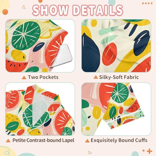 senya Cartoon Fruit Watermelon Satin Summer Pajama Sets Silk Short Sleeve Button Down Sleepwear3