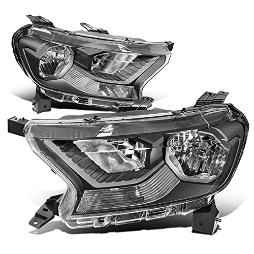 [Halogen Model] Factory Style Headlights Assembly Compatible with Ford Ranger XL XLT 19-22, Driver and Passenger Side, Black Housing Clear Corner