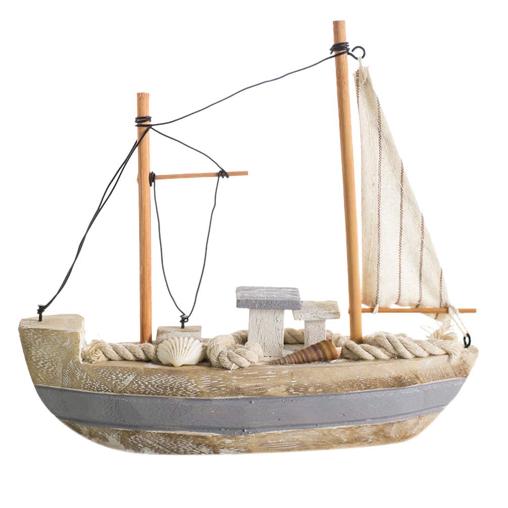 Vosarea Multicolor Sailboat Decoration Wooden Sailing Boat Model Nautical Vintage Tabletop Ornament For Home Decoration