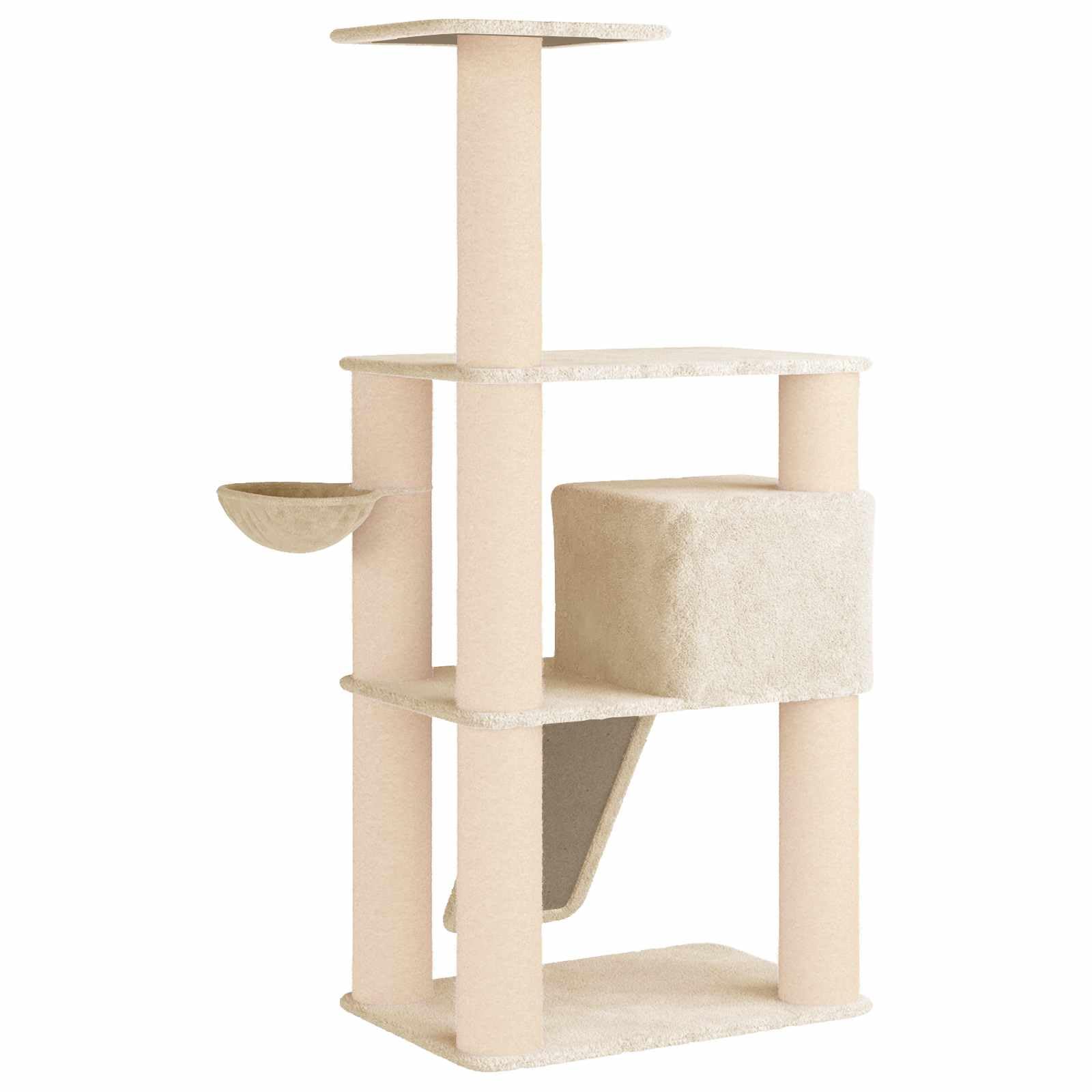Árbol rascador para gatos con columnas rascadoras de sisal y cueva integrada de 173 cm, marco de madera estable, diseño de varios niveles, superficie de descanso acogedora, adecuado para casa