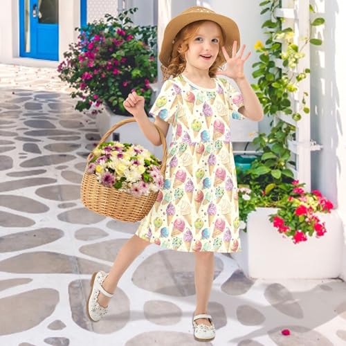 Girl's Dresses Short Sleeve Swing A-Line Cute Casual Sundress for Girls 2-8 Years2