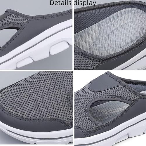 Men's Orthopedic Hollow-Out Summer Sandals, Slip On Mesh Shoes Sandals Breathable, Knit Mesh Walking Beach Sandals with Arch Support3