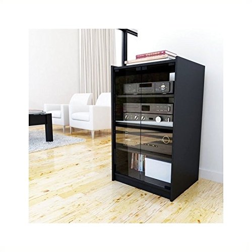 Pemberly Row Enclosed Component Stand in Ravenwood Black