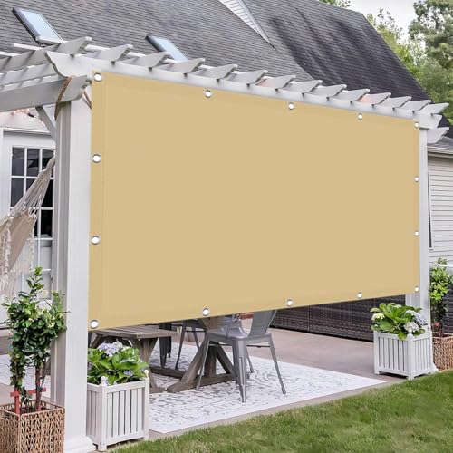 Malla sombra rectangular para balcones y ventanas toldo vela transpirable amarillo arena 3