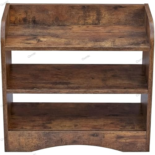 Image of Shoper cart Side Tables for Bedroom, Bed Side Tables for Bed Room, Wooden End Table with Open Shelves, Bedside Table with Storage, Natural Wood Finish (Rustic)