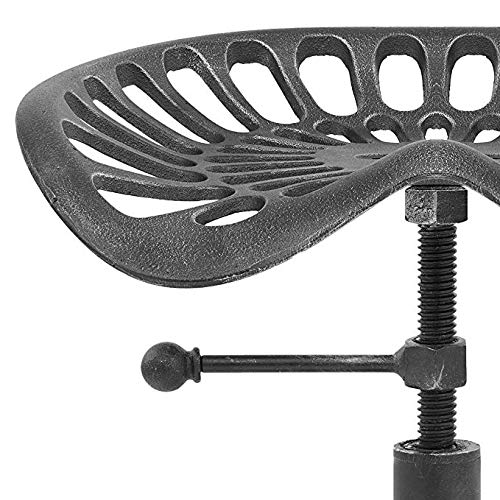 Taburete De Barra Estilo Tractor - Hierro Fundido, Altura Ajustable 61-78.7 Cm, Marrón Cobrizo