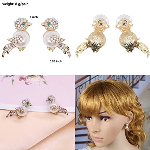 Charm Pearl Crystal Bird Stud Earring Cute Rhinestone Animal Earrings For Women Girls Unique Fashion Jewelry Gift Gold Plated #TOP2