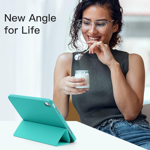 Image of Akkerds Compatible with iPad (A16) 11th Generation Case 11 Inch 2025, for iPad 10th Generation Case 10.9 Inch 2022 with Pencil Holder, Slim Trifold Stand Protective Cover with Soft TPU Back, WaterBlue