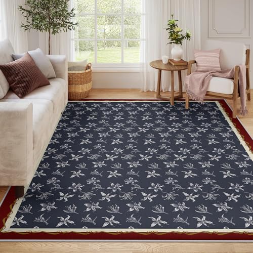 Tapis de sol bleu lavable en lys pour protéger et embellir le salon - 2