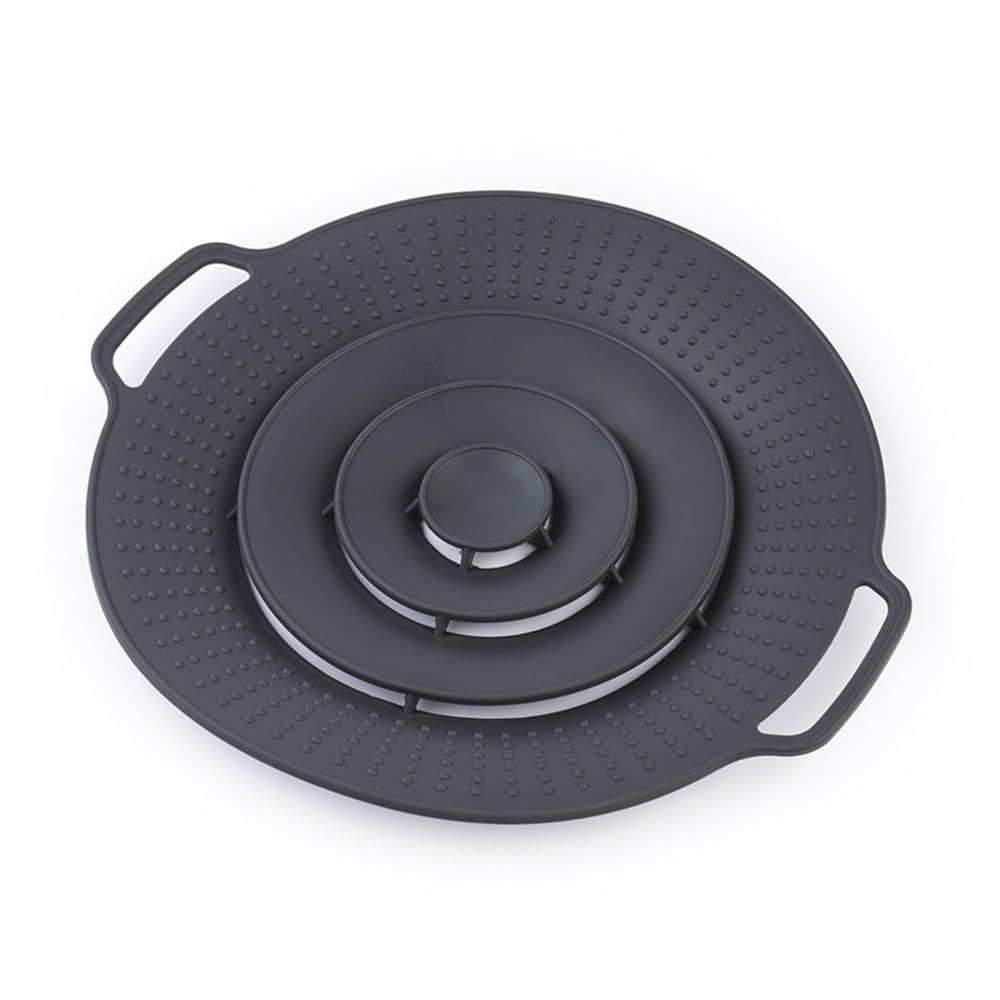 Shungong Universal 30cm Silicone Pot Lid - Reusable Spill Stopper For Pans And Pots(Black)