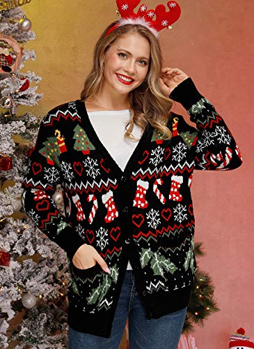 For G and PL Womens Christmas Cardigan Funny Button Down Ugly Sweater with Pockets4