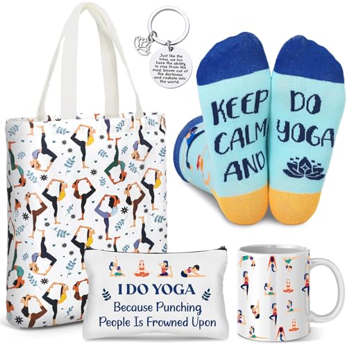 JenPen 5 Pcs Yoga Gift Set Canvas Tote Bag Makeup