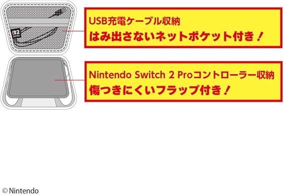 任天堂ライセンス商品Nintendo Switch 2 Proコントローラー用ポーチ ブラック