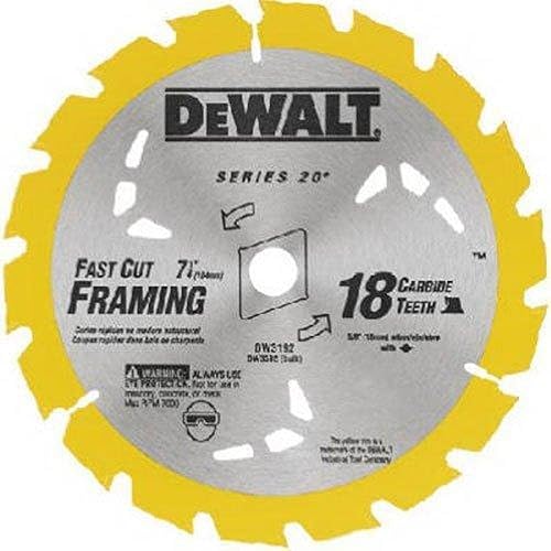 DEWALT Hoja de sierra circular, 7 14 pulgadas, 18 dientes, corte de madera combinado (DW3592B10)