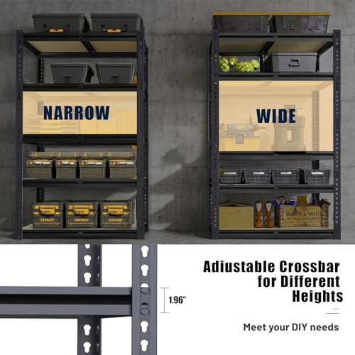 ZEUKMXOO 5 Tier Metal Shelving Unit, Storage Shelf Rack 2400 lbs, 28''×12''×60'' Adjustable Shelving, Metal Shelves for Garage, Garage Organizer Shelves thumbnail 4