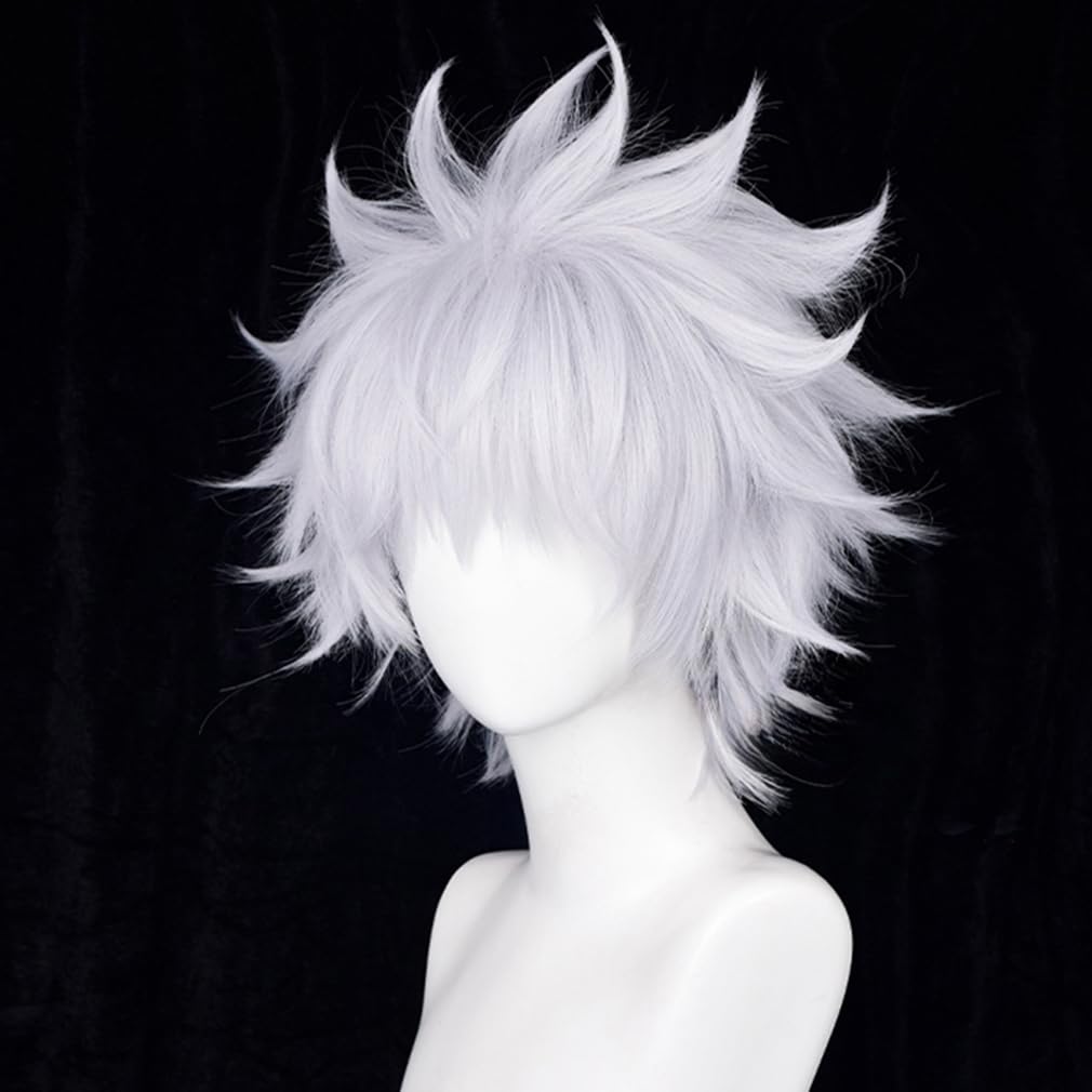 Amazon.co.jp: LAOBAO コスプレ ウィッグ ハンター 白髪 ショートヘア