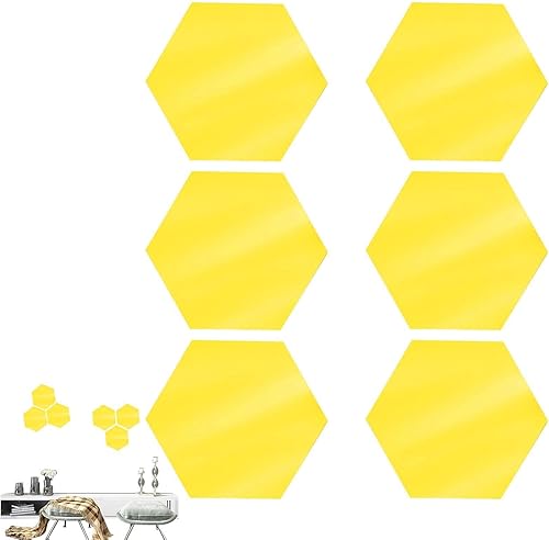 shangjia 6 calcomanías de pared de espejo calcomanías de pared hexagonales arte de espejo para decoración del hogar hoja de pared de espejo acrílico