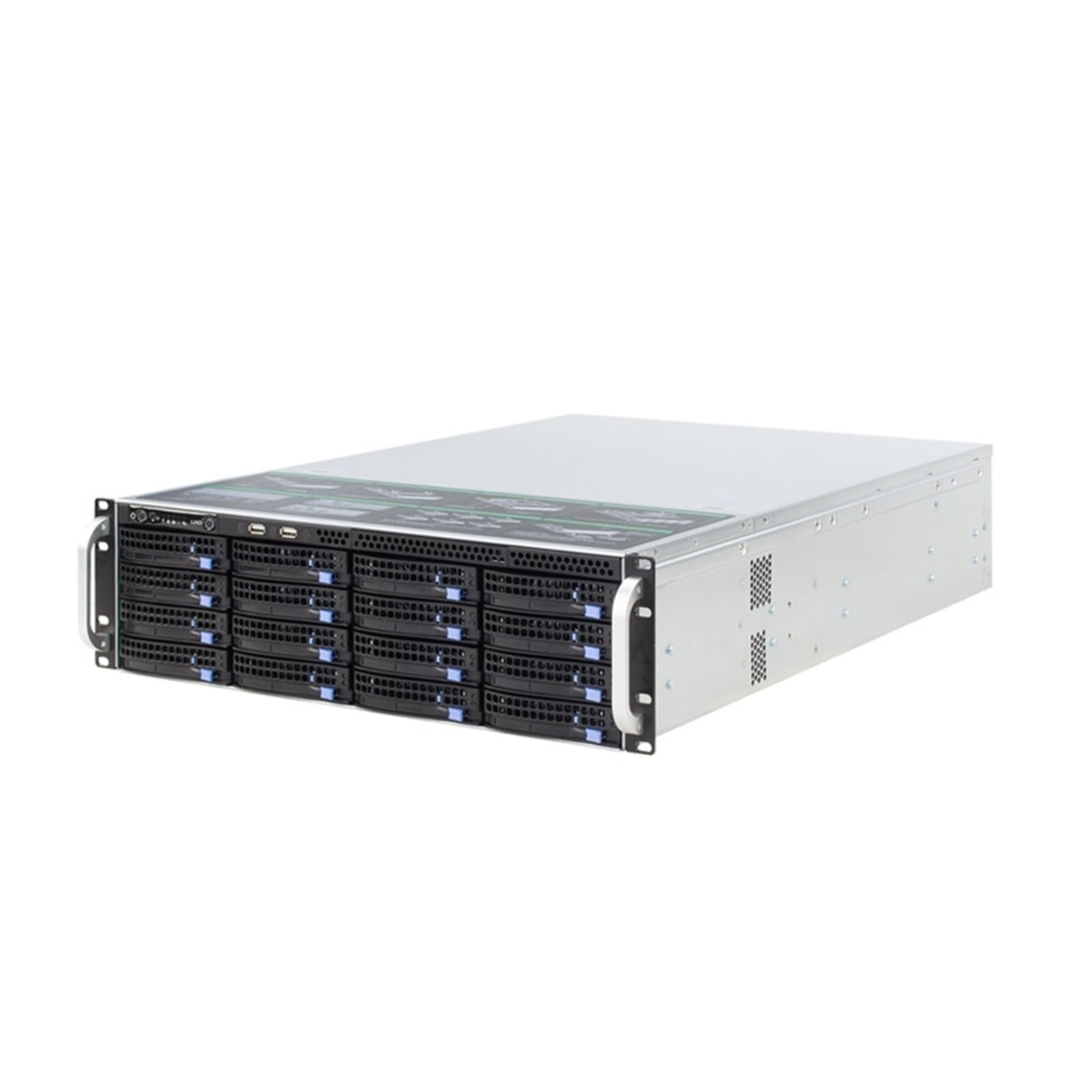 Stabilna ogromna pamięć masowa 16 wnęk 3U Hotswap Rack Case NVR NAS obudowa serwera L=560mm obsługuje maks. 12 * 10,5" płyta główna ATX opcja USB3.0(12GB Expander BP)