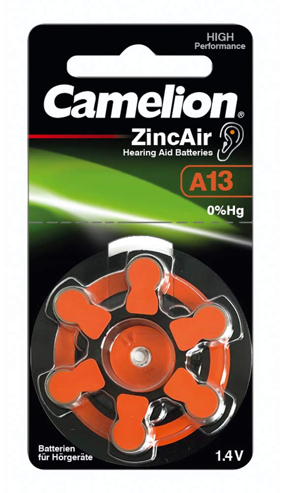 Camelion 15056013 – Zink-Luft Knopfzellen (A13/ZL13), 1,4 V, 6er Set, 280 mAh