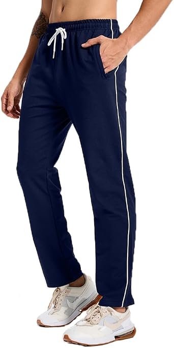 Men's Cotton Jogging Bottoms with 3 Zip Pockets Men's long sports trousers sweatpants breathable leisure trousers training trousers with zip pockets