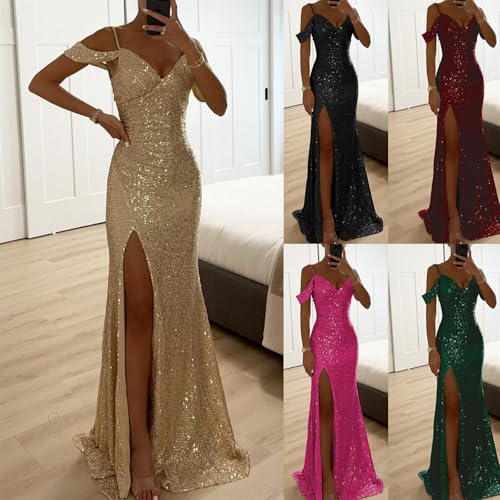 Robe de bal sexy à paillettes à col en V pour soirée chic