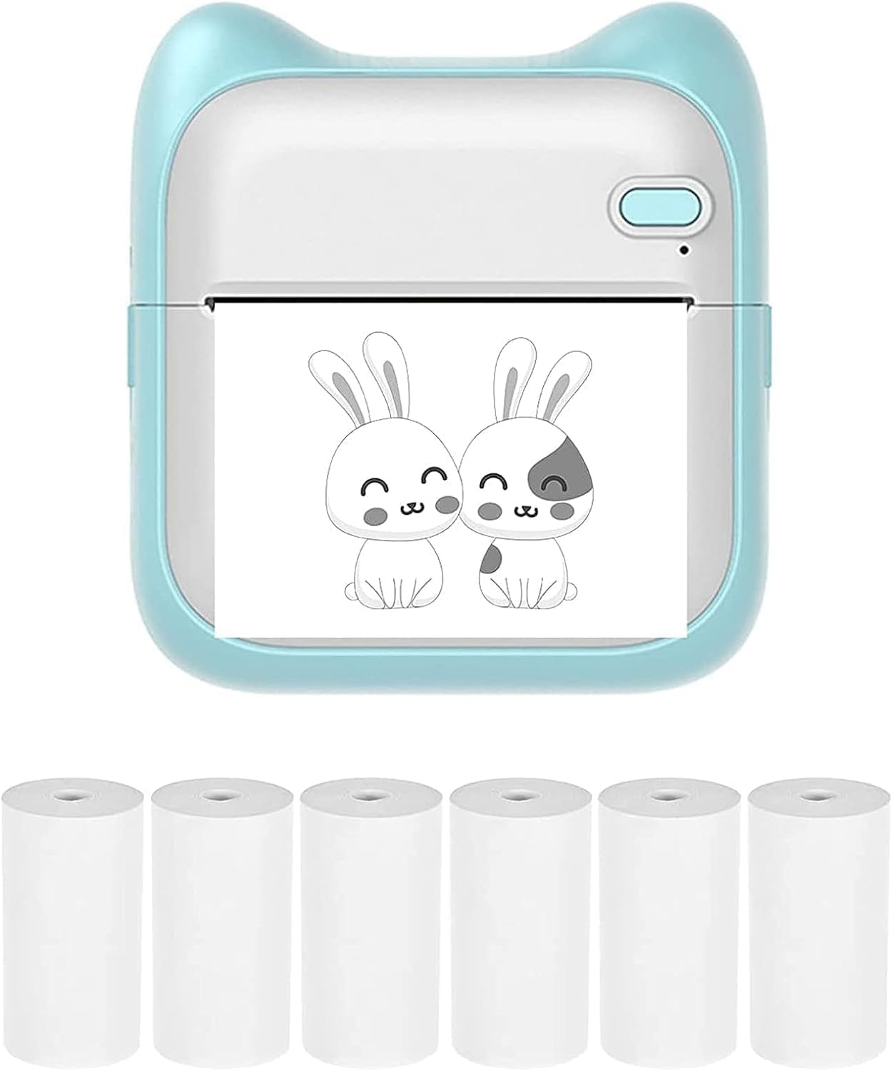 TDOO Mini Portable Wireless Printer-Bluetooth Thermal Printers with 6 Rolls Printing Paper for Home, Business, Office Compatible with Android iOS Smartphone for Label Receipt Photo Notes and Memos.