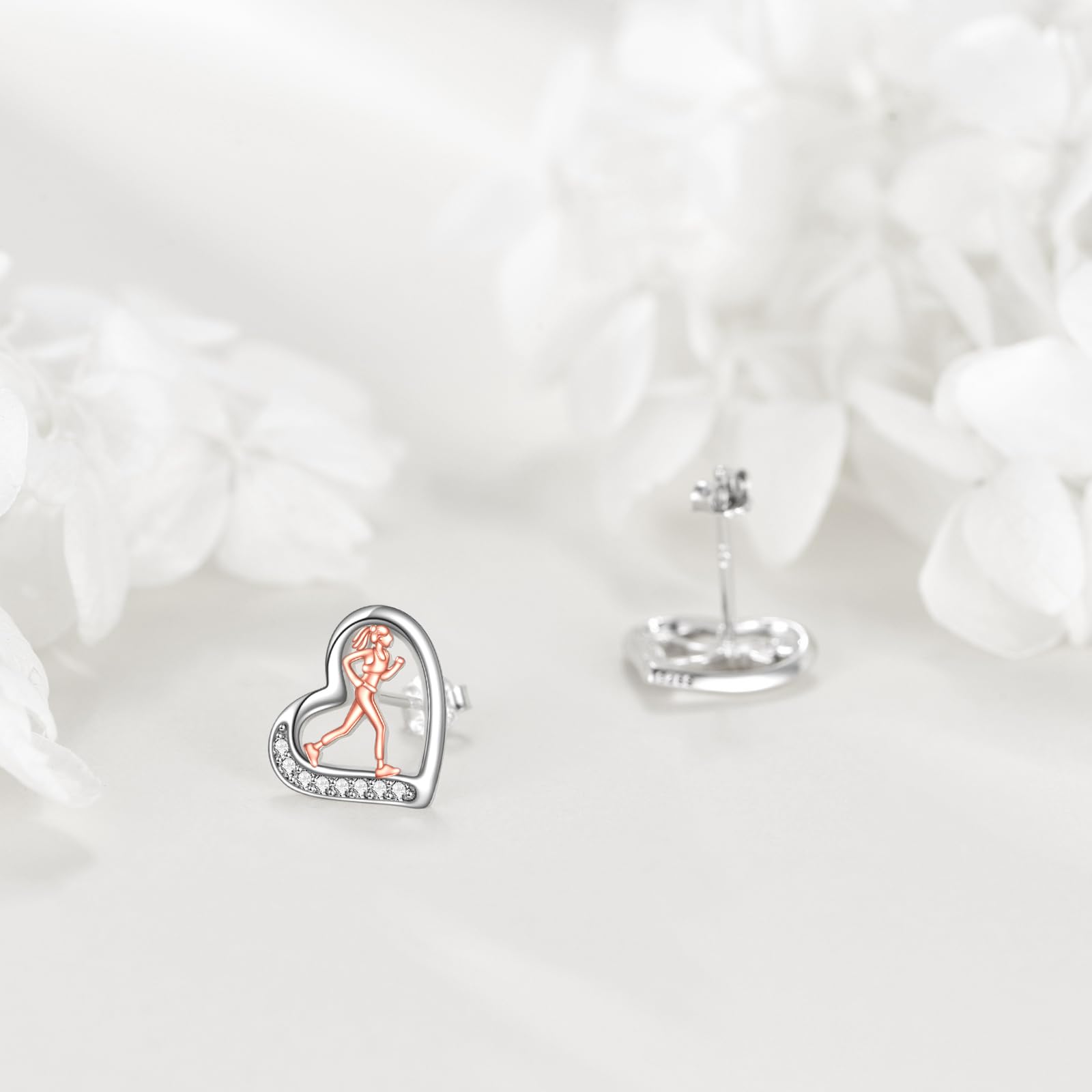 Sport Ohrringe Sterling Silber Herz Ohrstecker Sport Hobbys Schmuck | Muttertag Weihnachten New Year Geburtstag Geschenke für Damen Oma Mama Tochter
