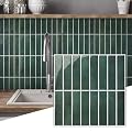 Commomy Peel and Stick Tile - 10 Pcs of 12'' x 12'' Vertical 3D Forest Green Peel and Stick Backsplash for Kitchen and Bathroom Interior Wall Tile(Glossy Surface, Covers 10 sq.ft)