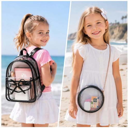 Image of I IHAYNER Girls Bowknot 3-Pieces Fahsion Leather Backpack Backpack Purse for Women Rucksack for Ladies Shoulder Bag